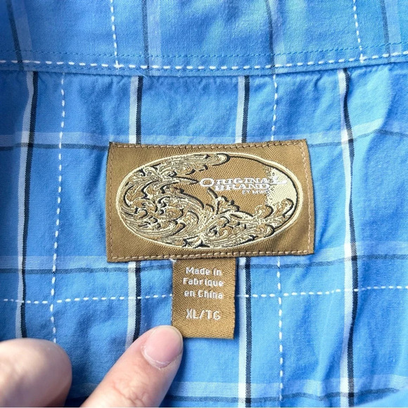 MWG  Blue Plaid Western Button Down Shirt - Picture 10 of 13